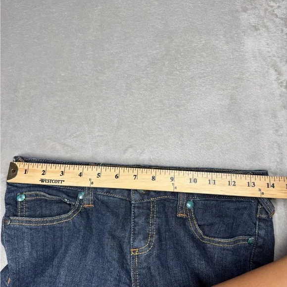 Vintage Y2K Free People Low Rise Zip Fly Flare Dark Blue Wash Blue Jeans Size 25 - Picture 5 of 15